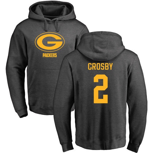 Men Green Bay Packers Ash 2 Crosby Mason One Color Nike NFL Pullover Hoodie Sweatshirts
